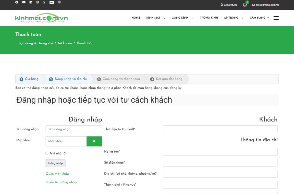 Bước 2 — đăng nhập hoặc mua với tư cách khách