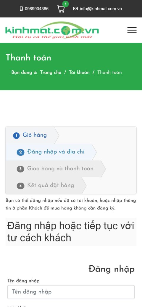 Bước 2 trên điện thoại, đăng nhập hoặc mua với tư cách khách