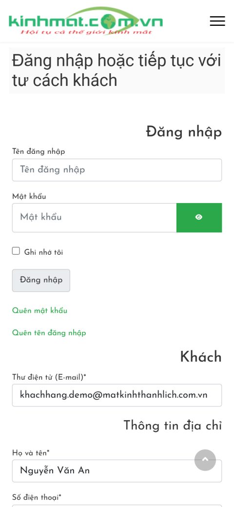 Điền thông tin nhận hàng trên điện thoại