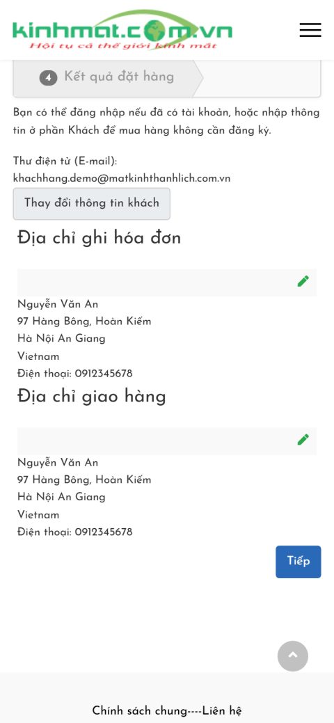 Xác nhận địa chỉ giao hàng trên điện thoại