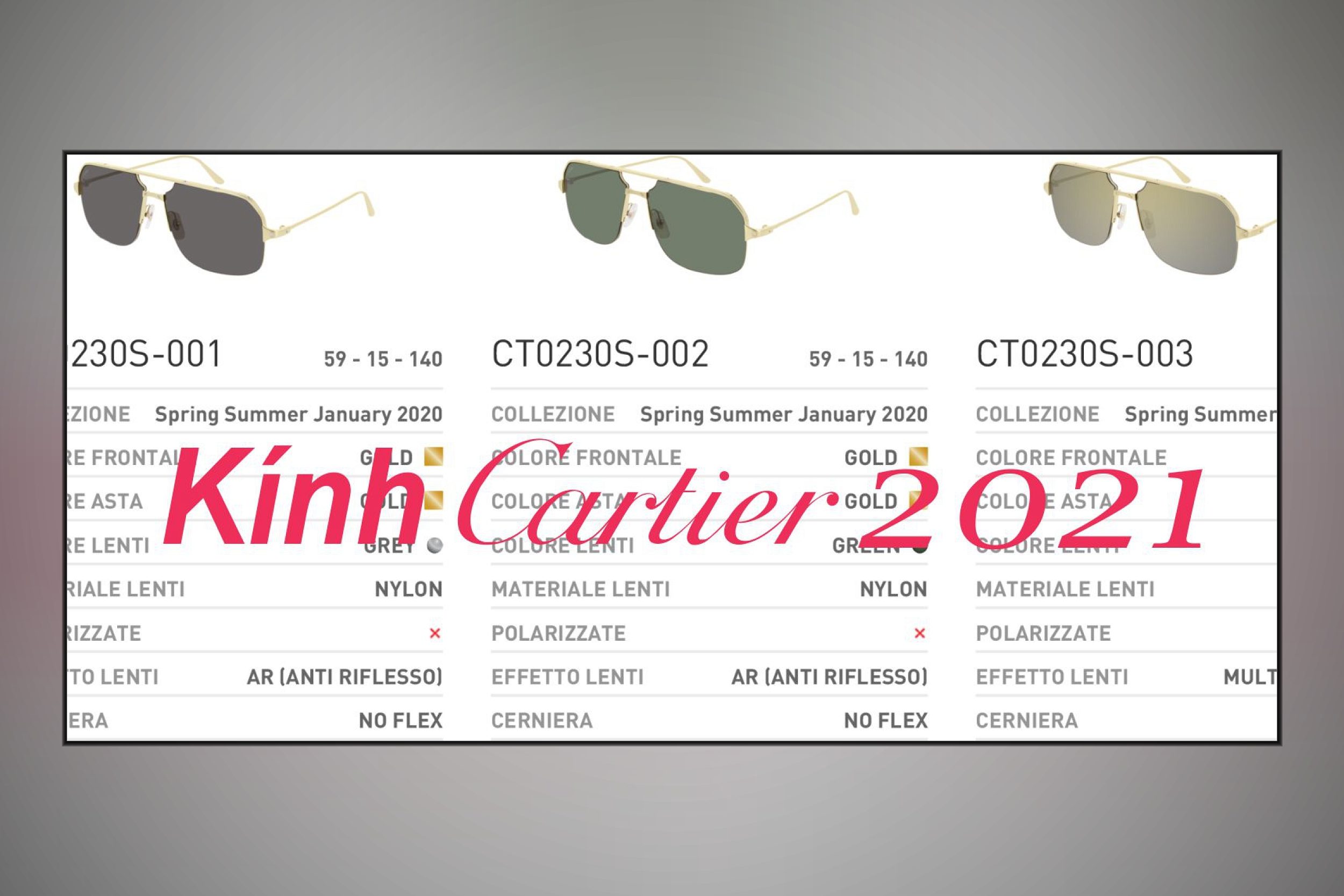 Kính mát và gọng cận Cartier 2021